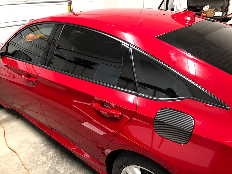 Gloss Red Chrome Delete Vinyl Kit Blackout Trim Overlay for 2018-20 Honda Accord Sedan Sport Wheel Chrome Trim