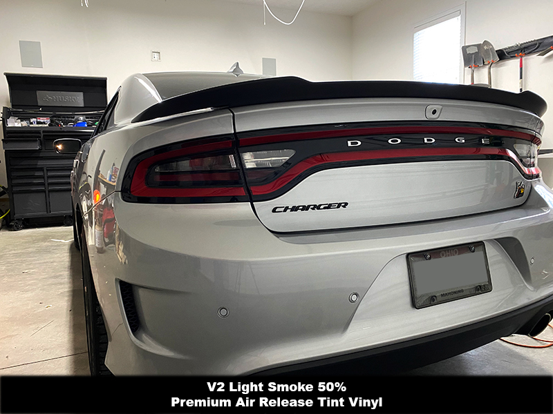 Tail Light Dark Smoke Overlay Tint smoked out for 2015-2019 Dodge Charger