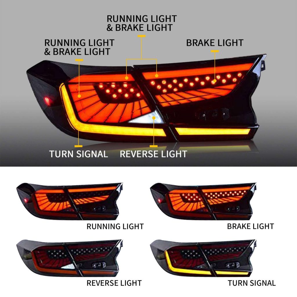 VLAND LED Tail Lights With Dynamic Lighting Smoked for 2018