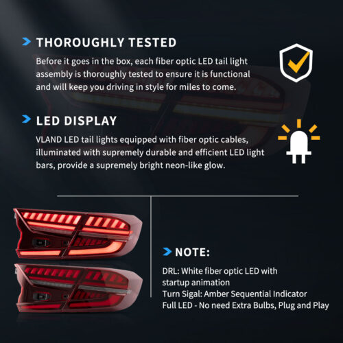 VLAND LED Tail Lights With Dynamic Welcome Lighting for 2018-2022 Honda Accord 10th Gen - Image 10
