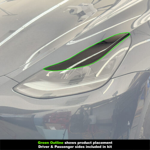 Crux Motorsports Headlight Tint Overlay Dark Smoke 20% for Tesla Model Y 2020 + & Model 3 2017 - 2023 - Image 3