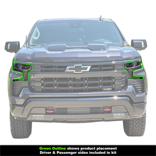 Crux Motorsports Headlight Tint Full Overlay Light Smoke 50% for Chevrolet Silverado 1500 2022 + - Image 6