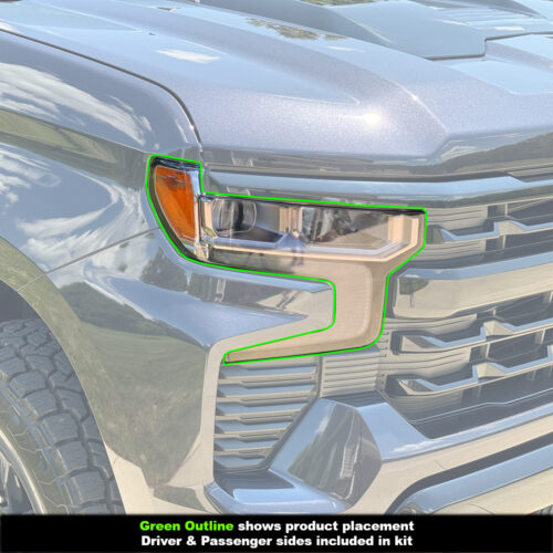 Crux Motorsports Headlight Tint Full Overlay Light Smoke 50% for Chevrolet Silverado 1500 2022 + - Image 3