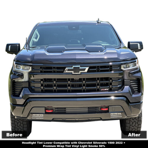 Crux Motorsports Headlight Tint Lower Overlay Light Smoke 50% for Chevrolet Silverado 1500 2022 + - Image 7