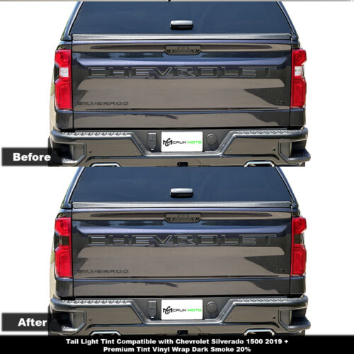 Crux Motorsports Tail Light Tint Overlay Dark Smoke 20% for Chevrolet Silverado 1500 2019 + - Image 4