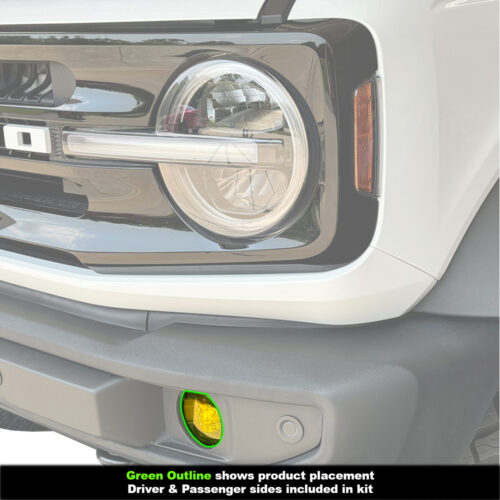 Crux Moto Fog Light Vinyl Tint Overlay Yellow compatible with Ford Bronco 2021 + - Image 3