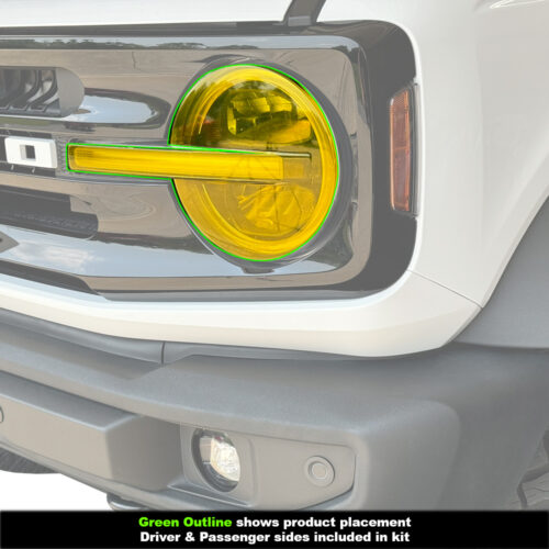 Crux Moto Headlight Full Vinyl Tint Overlay Yellow compatible with Ford Bronco 2021 + - Image 4