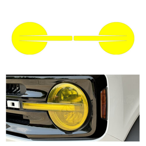 Crux Moto Headlight Full Vinyl Tint Overlay Yellow compatible with Ford Bronco 2021 + - Image 5