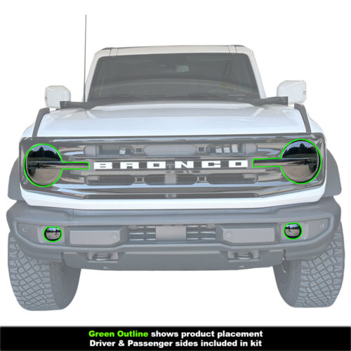 Crux Moto Front End Headlight & Fog Vinyl Tint Overlay Dark Smoke 20% compatible with Ford Bronco 2021 + - Image 3