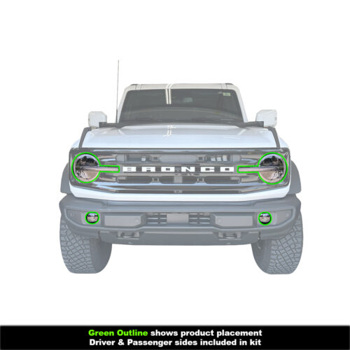 Crux Moto Front End Headlight & Fog Vinyl Tint Overlay Light Smoke 50% compatible with Ford Bronco 2021 + - Image 3