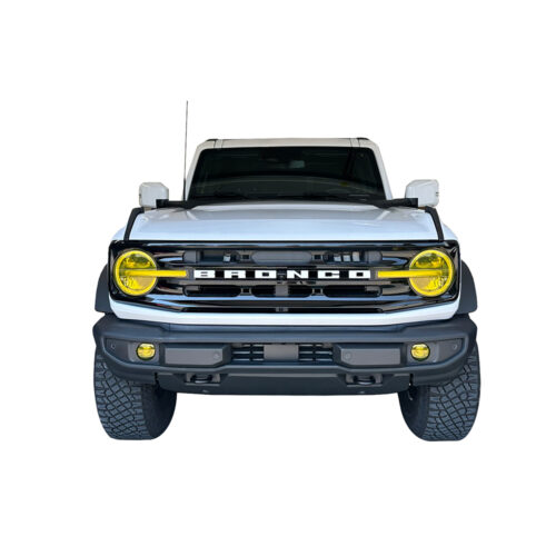 Crux Moto Front End Headlight & Fog Vinyl Tint Overlay Yellow compatible with Ford Bronco 2021 + - Image 2