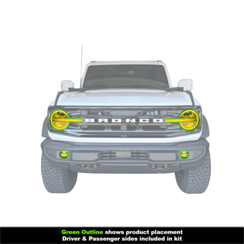 Crux Moto Front End Headlight & Fog Vinyl Tint Overlay Yellow compatible with Ford Bronco 2021 + - Image 3