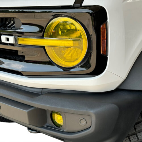 Crux Moto Front End Headlight & Fog Vinyl Tint Overlay Yellow compatible with Ford Bronco 2021 + - Image 4