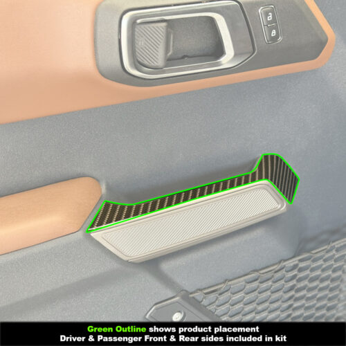 Crux Motorsports Interior Door Handle Vinyl Wrap Gloss Black Carbon Fiber for Ford Bronco 2021 + - Image 3
