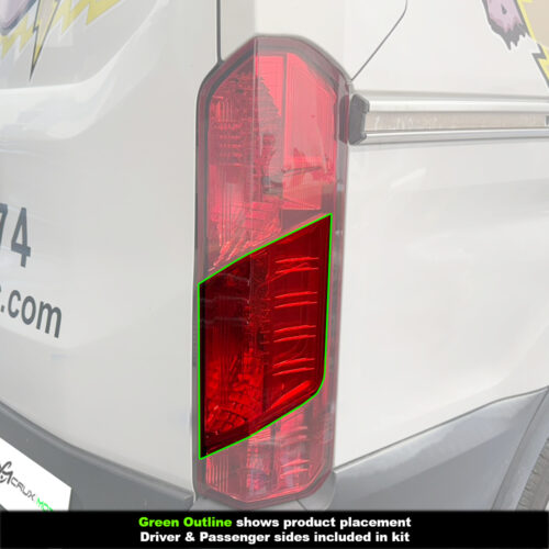 Crux Motorsports Tail Light Tint Vinyl Wrap Overlays Red Compatible with Ford Transit 150/250/350 2015 + - Image 3