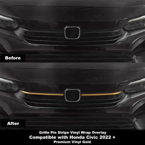 Crux Motorsports Grille Pin Stripe Vinyl Overlay Decal - Gold | Precision fit For Honda Civic 2022 +