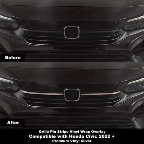 Crux Motorsports Grille Pin Stripe Vinyl Overlay Decal - Silver | Precision fit For Honda Civic 2022 +