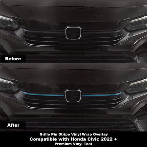 Crux Motorsports Grille Pin Stripe Vinyl Overlay Decal - Teal | Precision fit For Honda Civic 2022 +
