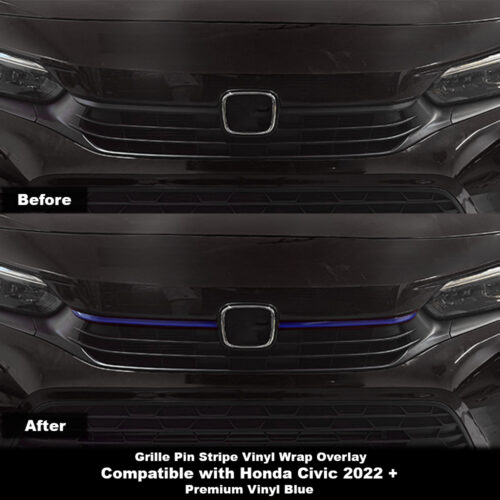 Crux Motorsports Grille Pin Stripe Vinyl Overlay Decal - Blue | Precision fit For Honda Civic 2022 +