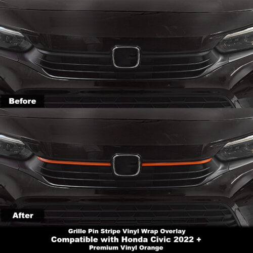 Crux Motorsports Grille Pin Stripe Vinyl Overlay Decal - Orange | Precision fit For Honda Civic 2022 +