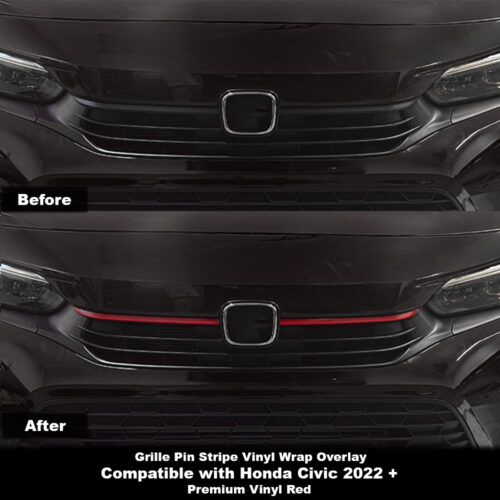 Crux Motorsports Grille Pin Stripe Vinyl Overlay Decal - Red | Precision fit For Honda Civic 2022 +