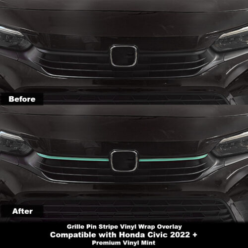 Crux Motorsports Grille Pin Stripe Vinyl Overlay Decal - Mint | Precision fit For Honda Civic 2022 +