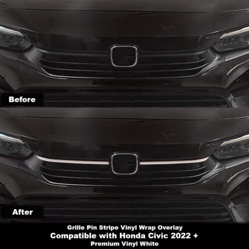 Crux Motorsports Grille Pin Stripe Vinyl Overlay Decal - White | Precision fit For Honda Civic 2022 +