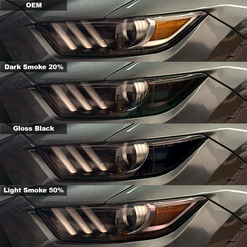 Crux Motorsports Headlight Tint Vinyl Wrap Overlay - Light Smoke 50% | Compatible with Ford Mustang 2015 - 2017 - Image 5
