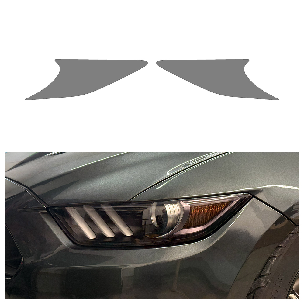 Crux Motorsports Headlight Tint Vinyl Wrap Overlay - Light Smoke 50% | Compatible with Ford Mustang 2015 - 2017 - Image 4