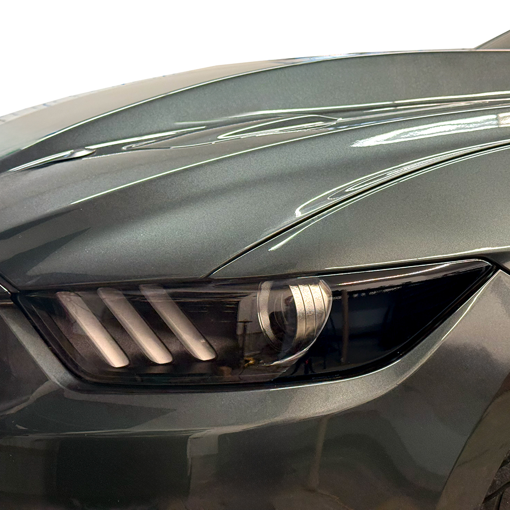 Crux Motorsports Headlight Tint Vinyl Wrap Overlay - Gloss Black | Compatible with Ford Mustang 2015 - 2017