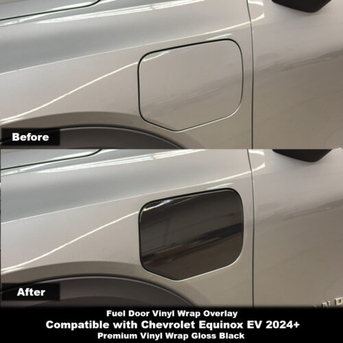 Crux Moto Fuel Door Vinyl Wrap Overlay | Gloss Black | Precision Fit compatible with Chevrolet Equinox EV 2024 +