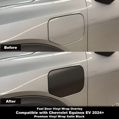 Crux Moto Fuel Door Vinyl Wrap Overlay | Satin Black | Precision Fit compatible with Chevrolet Equinox EV 2024 +