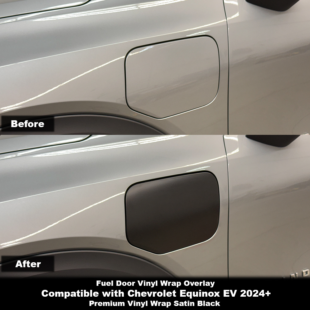 Crux Moto Fuel Door Vinyl Wrap Overlay | Satin Black | Precision Fit compatible with Chevrolet Equinox EV 2024 +
