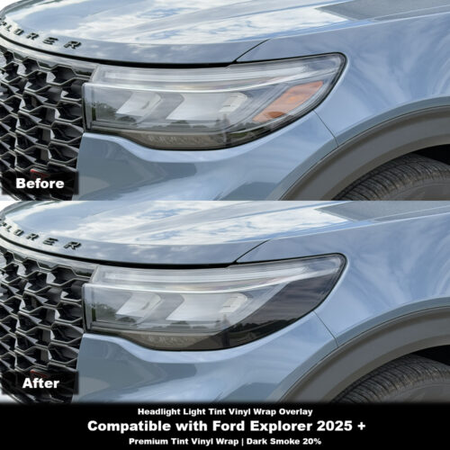 Crux Moto Headlight Tint Vinyl Overlay – Dark Smoke 20% | Precision Fit for Ford Explorer 2025 +