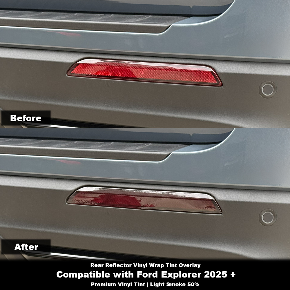 Crux Moto Reflector Tint Vinyl Overlay – Light Smoke 50% | Precision Fit for Ford Explorer 2025 +