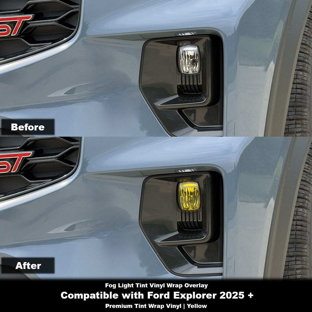 Crux Moto Fog Light Tint Vinyl Overlay – Yellow | Precision Fit for Ford Explorer 2025 +