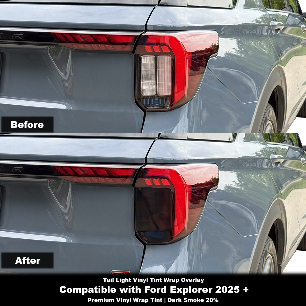 Crux Moto Tail Light Tint Vinyl Overlay – Dark Smoke 20% | Precision Fit for Ford Explorer 2025 +