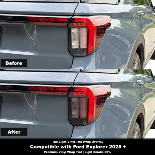 Crux Moto Tail Light Tint Vinyl Overlay – Light Smoke 50% | Precision Fit for Ford Explorer 2025 +