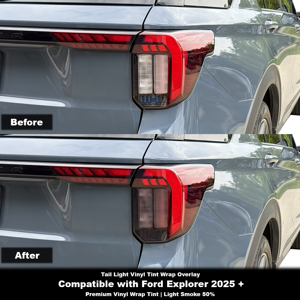 Crux Moto Tail Light Tint Vinyl Overlay – Light Smoke 50% | Precision Fit for Ford Explorer 2025 +