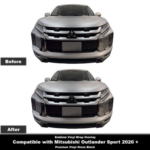 Crux Moto Emblem Vinyl Wrap Overlay - Gloss Black | Precision fit compatible with Mitsubishi Outlander Sport 2020 +