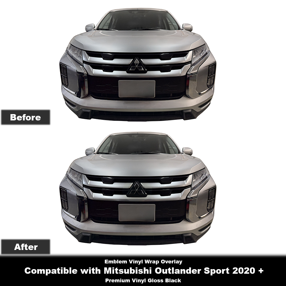 Crux Moto Emblem Vinyl Wrap Overlay - Gloss Black | Precision fit compatible with Mitsubishi Outlander Sport 2020 +