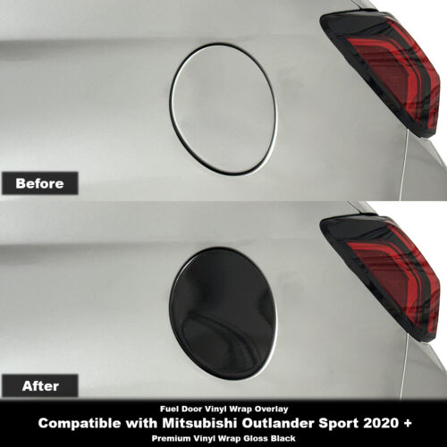 Crux Moto Fuel Door Vinyl Wrap Overlay- Gloss Black | Precision fit compatible with Mitsubishi Outlander Sport 2020 +
