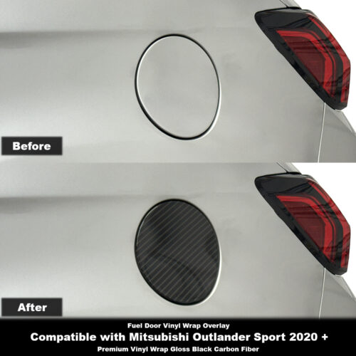 Crux Moto Fuel Door Vinyl Wrap Overlay- Gloss Black Carbon Fiber | Precision fit compatible with Mitsubishi Outlander Sport 2020 +