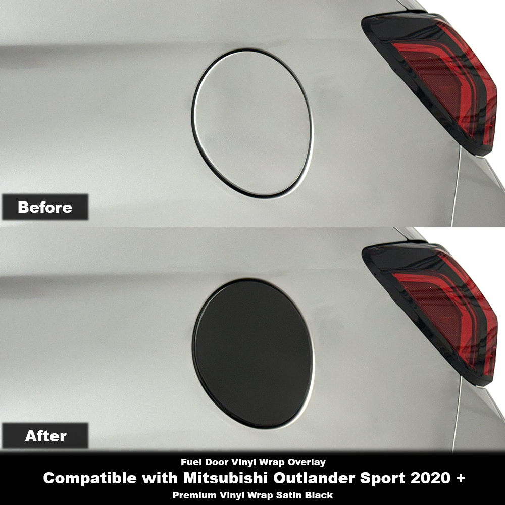 Crux Moto Fuel Door Vinyl Wrap Overlay- Satin Black | Precision fit compatible with Mitsubishi Outlander Sport 2020 +
