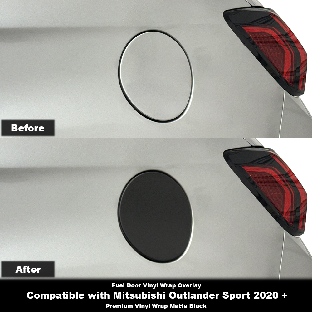 Crux Moto Fuel Door Vinyl Wrap Overlay- Matte Black | Precision fit compatible with Mitsubishi Outlander Sport 2020 +