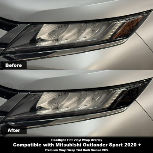 Crux Moto Headlight Tint Vinyl Overlay – Dark Smoke 20% | Precision Fit for Mitsubishi Outlander Sport 2020 +