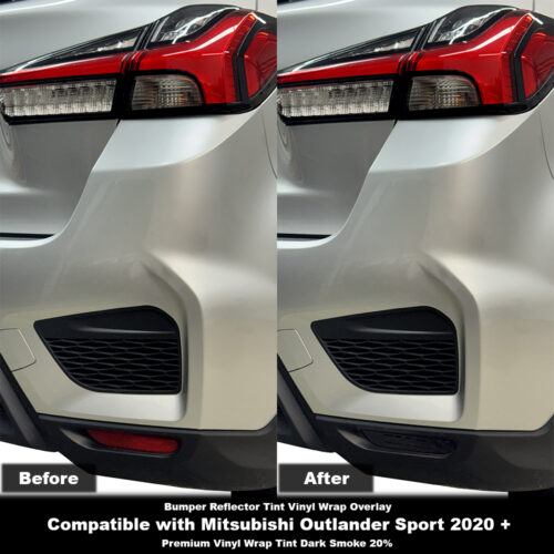 Crux Moto Bumper Reflector Tint Vinyl Overlay – Dark Smoke 20% | Precision Fit for Mitsubishi Outlander Sport 2020 +