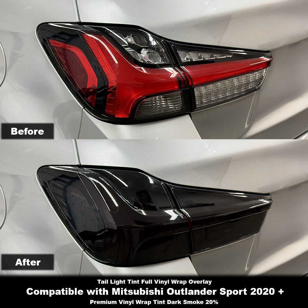 Crux Moto Full Tail Light Tint Vinyl Overlay – Dark Smoke 20% | Precision Fit for Mitsubishi Outlander Sport 2020 +