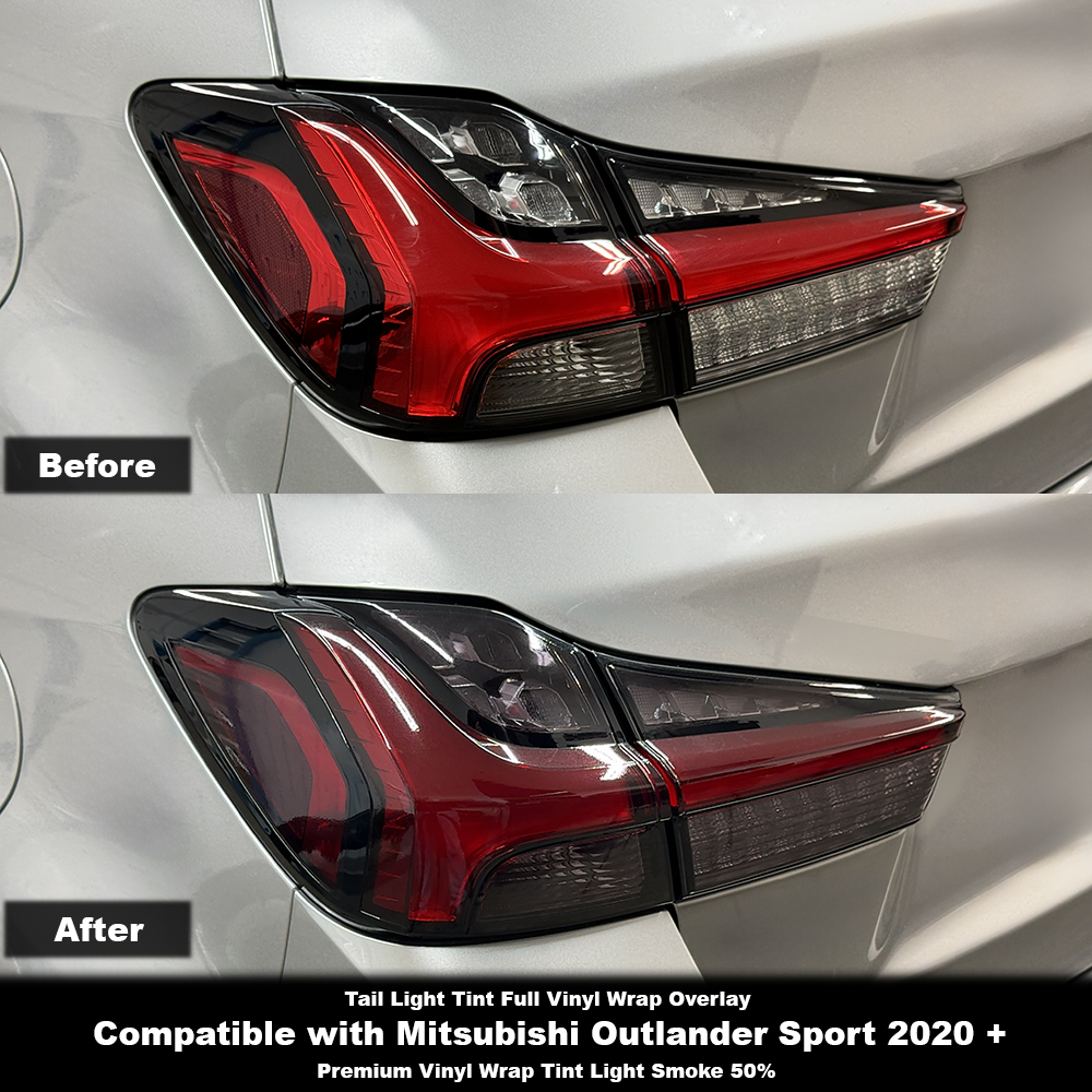 Crux Moto Full Tail Light Tint Vinyl Overlay – Light Smoke 50% | Precision Fit for Mitsubishi Outlander Sport 2020 +