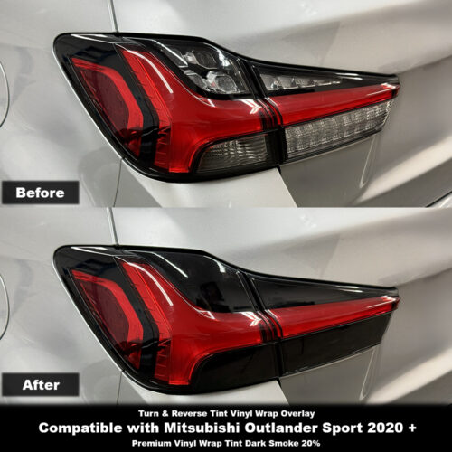 Crux Moto Rear Tail Light Tint Vinyl Overlay – Dark Smoke 20% | Precision Fit for Mitsubishi Outlander Sport 2020 +
